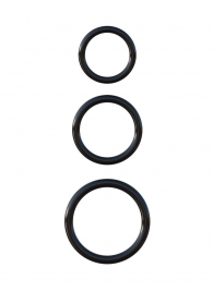Набор из трех черных эрекционных колец Silicone 3-Ring Stamina Set - Pipedream - в Мытищах купить с доставкой