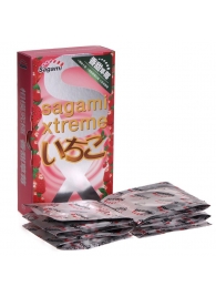 Презервативы Sagami Xtreme Strawberry c ароматом клубники - 10 шт. - Sagami - купить с доставкой в Мытищах