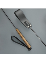 Черный кожаный стек с деревянной рукоятью - 69 см. - Sitabella - купить с доставкой в Мытищах