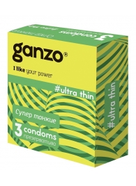 Ультратонкие презервативы Ganzo Ultra thin - 3 шт. - Ganzo - купить с доставкой в Мытищах