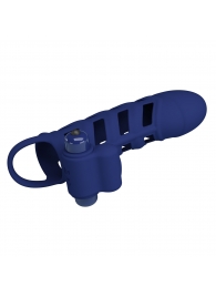 Синяя насадка на пенис Powerful Ring - 18,8 см. - Baile - в Мытищах купить с доставкой