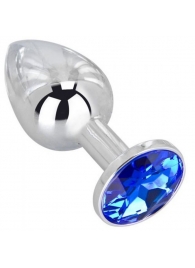 Анальное украшение BUTT PLUG  Small с синим кристаллом - 7 см. - Anal Jewelry Plug - купить с доставкой в Мытищах