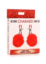 Красные зажимы на соски с помпонами Pom Pom - XR Brands - купить с доставкой в Мытищах