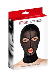 Черная сетчатая маска на голову с отверстиями для глаз и рта - Fetish Tentation - купить с доставкой в Мытищах