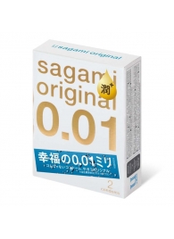 Увлажнённые презервативы Sagami Original 0.01 Extra Lub - 2 шт. - Sagami - купить с доставкой в Мытищах