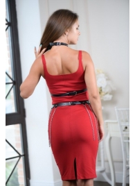 Черно-серебристая портупея-юбка plus size с цепочками - БДСМ Арсенал - купить с доставкой в Мытищах