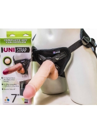 Страпон-унисекс с двумя насадками UNI strap 7  Harness - 19 и 16 см. - LOVETOY (А-Полимер) - купить с доставкой в Мытищах