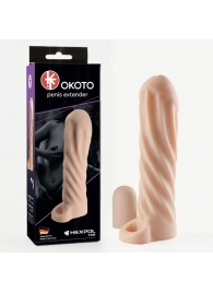Телесная насадка-удлинитель Okoto со спиралевидным рельефом - 16 см. - Sitabella - в Мытищах купить с доставкой