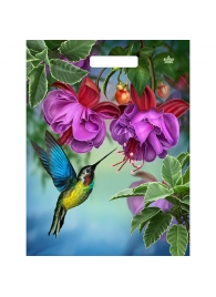 Пакет с принтом в виде колибри в цветах с вырубной ручкой (31х40 см) - Сима-Ленд - купить с доставкой в Мытищах