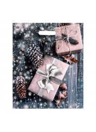 Новогодний пакет с принтом в виде подарков и вырубной ручкой (45х38 см) - Сима-Ленд - купить с доставкой в Мытищах