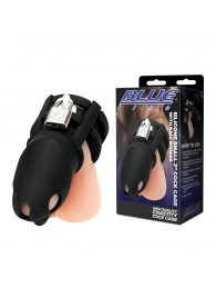 Черная клетка для пениса Silicone Small 2 in Cock Cage With Ball Divider - BlueLine - купить с доставкой в Мытищах