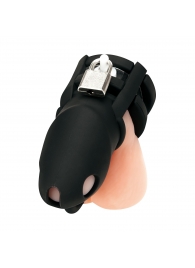 Черная клетка для пениса Silicone Small 2 in Cock Cage With Ball Divider - BlueLine - купить с доставкой в Мытищах