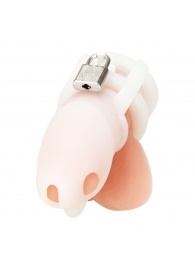 Белая клетка для пениса Silicone Small 2 in Cock Cage With Ball Divider - BlueLine - купить с доставкой в Мытищах