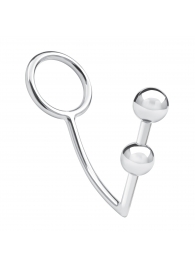 Кольцо на пенис с анальным стимулятором Two Bead Stainless Steel Anal Hook   Cock Ring - BlueLine - в Мытищах купить с доставкой