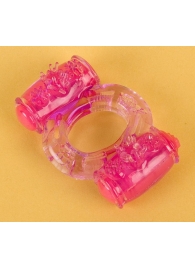 Фиолетовое виброкольцо с двумя вибропульками - Toyfa Basic - в Мытищах купить с доставкой