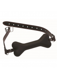 Черный кляп в форме косточки Hound Adjustable Dog Bone Gag - XR Brands - купить с доставкой в Мытищах