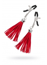 Зажимы на соски «Прищепки» с красными кисточками из замши - Pecado - купить с доставкой в Мытищах