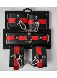 Черно-красный набор фиксаций: наручники, оковы и ошейник - Crazy Handmade - купить с доставкой в Мытищах