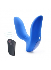 Синий вибромассажер простаты 3,5’’ Remote Control Curve P-spot Massager - 12 см. - Erokay - в Мытищах купить с доставкой