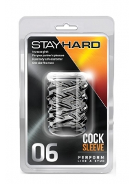 Прозрачная насадка с объёмными чёрточками STAY HARD COCK SLEEVE 06 CLEAR - Blush Novelties - в Мытищах купить с доставкой