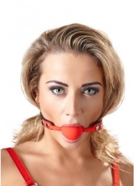 Силиконовый кляп-шар на чёрных ремешках Red Gag silicone - Orion - купить с доставкой в Мытищах