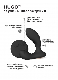 Черный вибромассажер простаты с пультом ДУ Hugo 2 Remote - Lelo - в Мытищах купить с доставкой