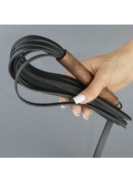 Черная кожаная плеть с деревянной рукоятью - 44 см. - Sitabella - купить с доставкой в Мытищах