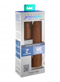 Коричневая насадка на член 2  Silicone X-tension - 20,3 см. - Pipedream - в Мытищах купить с доставкой