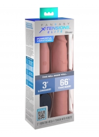 Телесная вибронасадка на член 3  Vibrating Mega X-tension with Remote - 22,9 см. - Pipedream - в Мытищах купить с доставкой