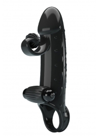 Черная вибронасадка на пенис с подхватом мошонки - 20 см. - Baile - в Мытищах купить с доставкой