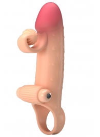 Телесная вибронасадка на пенис с подхватом мошонки - 20 см. - Baile - в Мытищах купить с доставкой