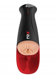 Телесный мастурбатор-вагина в черной колбе с вибрацией Fuck-O-Matic Pro XL - Pipedream - в Мытищах купить с доставкой