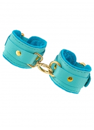 Голубые двуслойные кожаные наручники-браслеты - Pecado - купить с доставкой в Мытищах