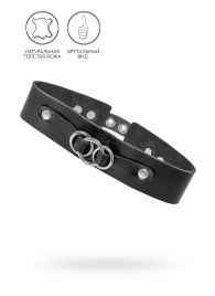 Черный чокер-ошейник со связанными кольцами на подложке - Pecado - купить с доставкой в Мытищах