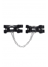 Черные кожаные оковы из двух ремешков - Pecado - купить с доставкой в Мытищах