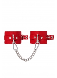 Красные мягкие кожаные оковы с люверсами - Pecado - купить с доставкой в Мытищах