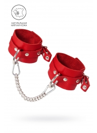 Красные мягкие кожаные оковы с люверсами - Pecado - купить с доставкой в Мытищах