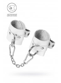 Белые мягкие кожаные наручники с люверсами - Pecado - купить с доставкой в Мытищах