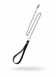 Поводок с ручкой из черной натуральной кожи и карабином для ошейника - Pecado - купить с доставкой в Мытищах