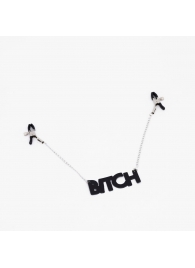 Зажимы на соски с кожаной подвеской Bitch - Crazy Handmade - купить с доставкой в Мытищах