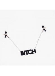 Зажимы на соски с кожаной подвеской Bitch - Crazy Handmade - купить с доставкой в Мытищах