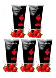 Набор из 5 съедобных лубрикантов JUJU со вкусом клубники - JuJu - купить с доставкой в Мытищах