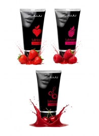 Набор из 3 съедобных лубрикантов JUJU (клубника, малина, вишня) - JuJu - купить с доставкой в Мытищах