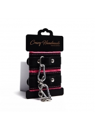 Черно-розовые скругленные наручники с мягкой подкладкой - Crazy Handmade - купить с доставкой в Мытищах