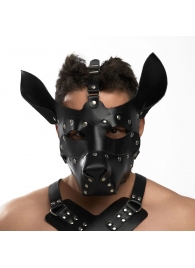 Черная кожаная маска «Собака» - Crazy Handmade - купить с доставкой в Мытищах