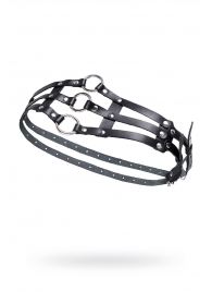 Черный кожаный пояс с кольцами - Pecado - купить с доставкой в Мытищах