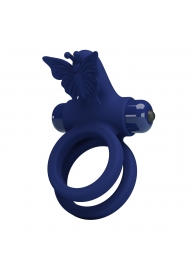 Синее эрекционное кольцо с вибростимуляцией клитора - Baile - в Мытищах купить с доставкой