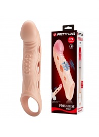 Телесная удлиняющая насадка с рельефом и вибрацией Brad - 21,3 см. - Baile - в Мытищах купить с доставкой