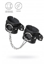 Черные наручники из толстой натуральной кожи с люверсами - Pecado - купить с доставкой в Мытищах
