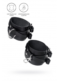 Черные кожаные оковы с двумя перекрёстными ремешками - Pecado - купить с доставкой в Мытищах